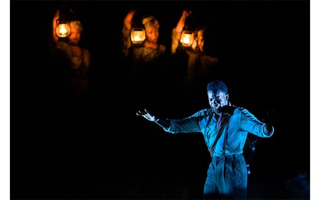 Chibueze Ihuoma and company in the Hadestown North American Tour