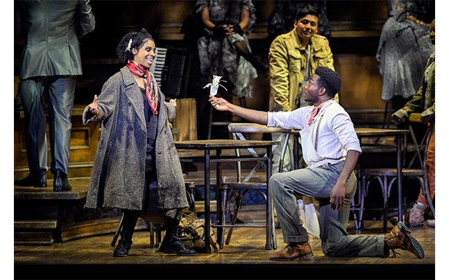 Morgan Siobhan Green and Chibueze Ihuoma in the Hadestown North American Tour