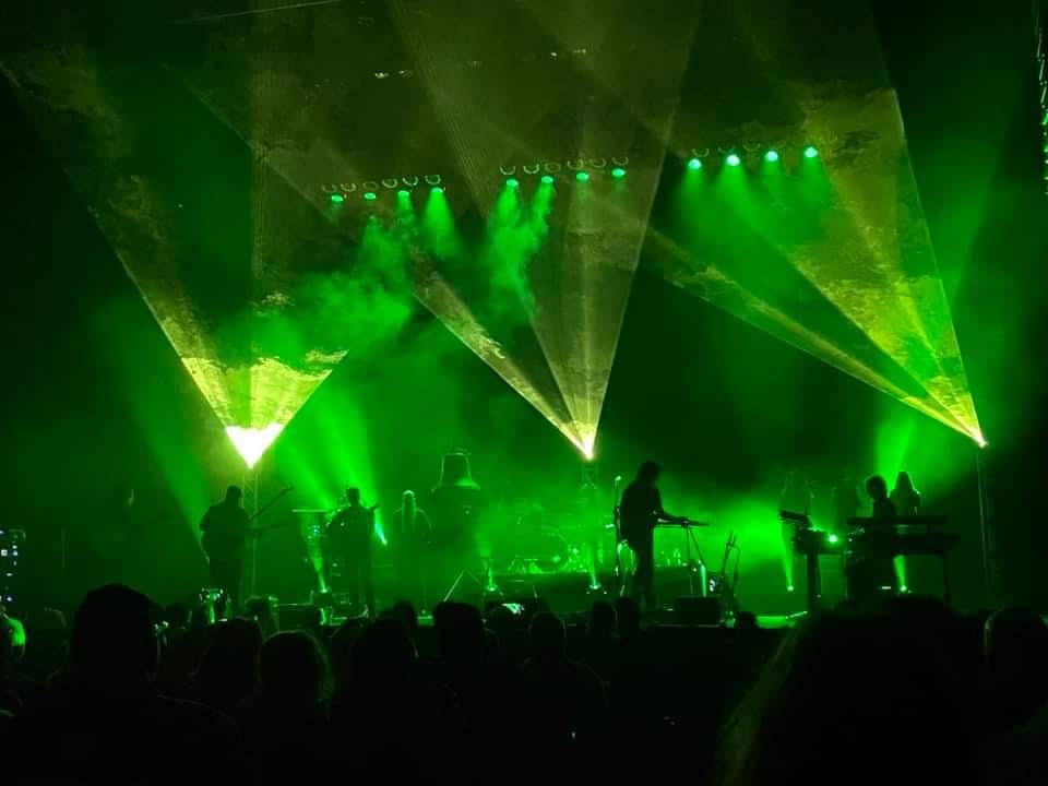 Green and black lasers on stage