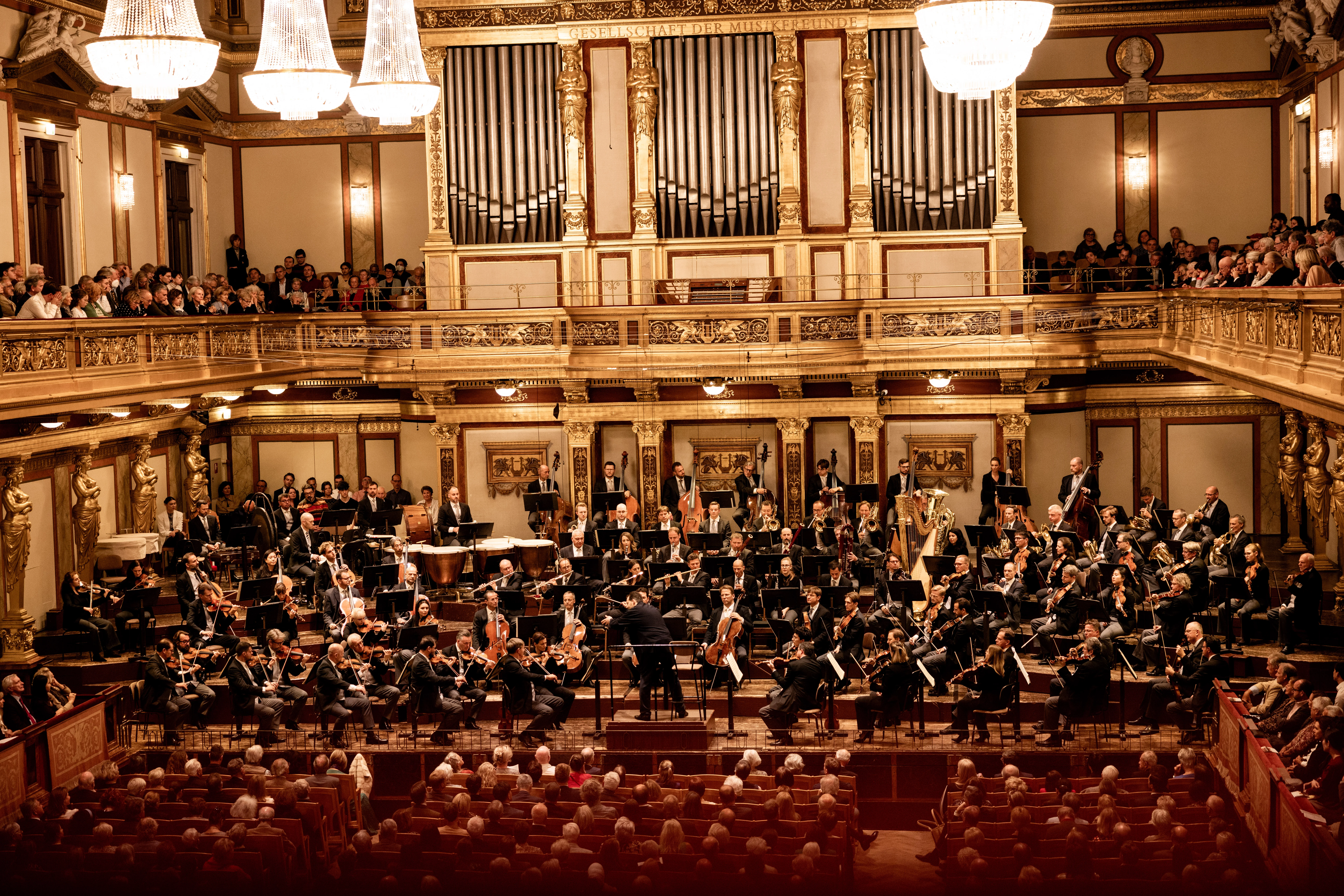 Vienna Philharmonic in concert hall performing