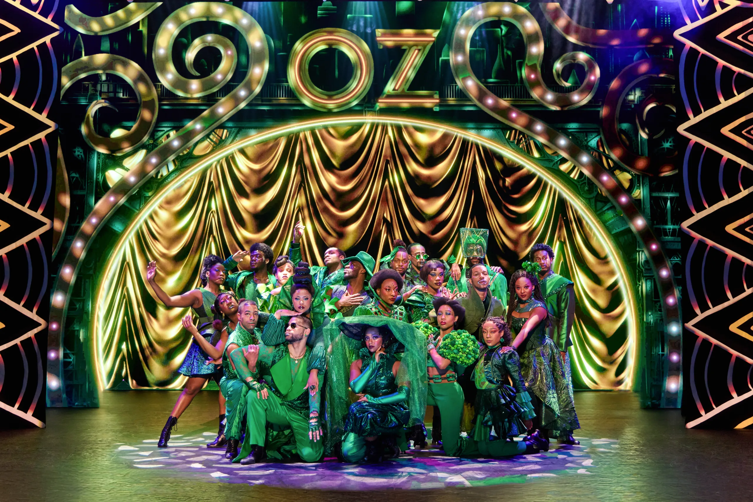 The ensemble of The Wiz in Emerald City in the North American Tour of THE WIZ. Photo by Jeremy Daniel