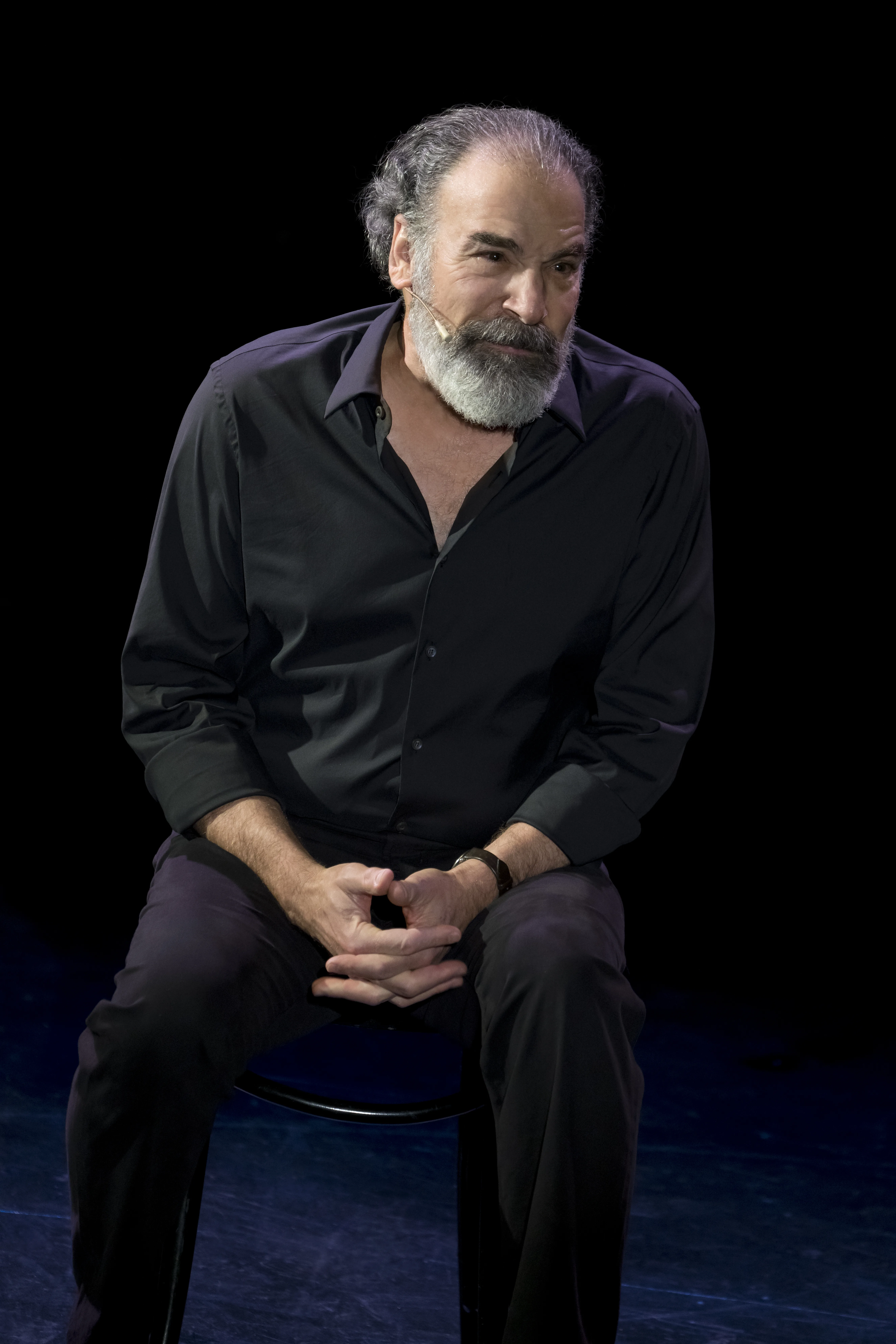 Headshot of Mandy Patinkin in black by Joan Marcus