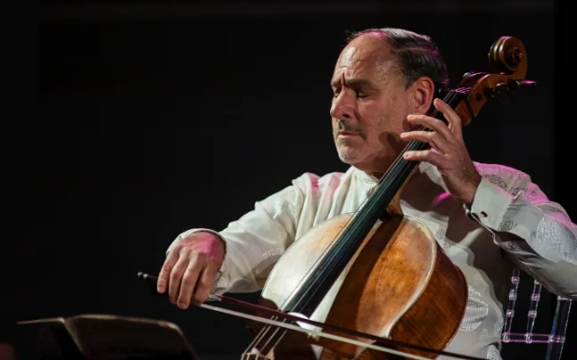 Gary Hoffman playing the cello.