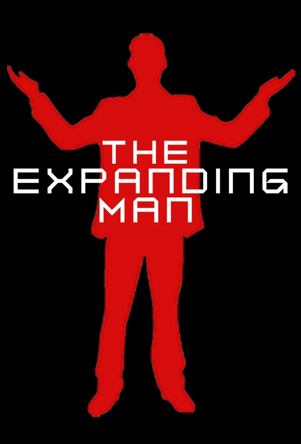 Red silhouette in red with the text 'The Expanding Man'